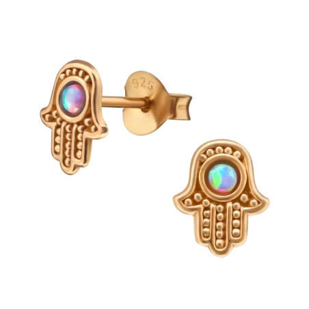 Hamsa Stift fülbevaló féldrágakővel Észer | All4silver