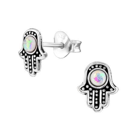 Hamsa Stift fülbevaló féldrágakővel Észer | All4silver