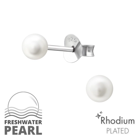 Kerek 4mm Stift fülbevaló gyönggyel Észer | All4silver
