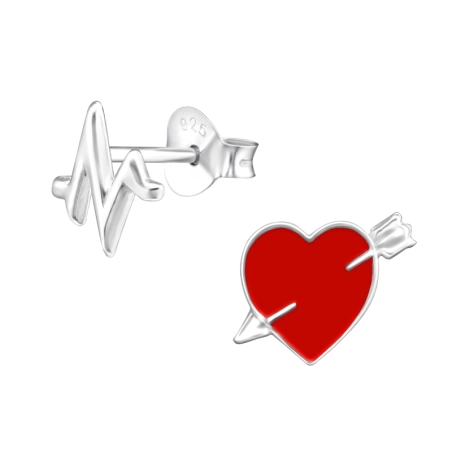Heartbeat - Mismatch Egyszerű Stift fülbevaló Észer | All4silver