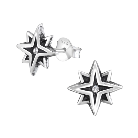 Csillag kristály stift fülbevaló Észer | All4silver