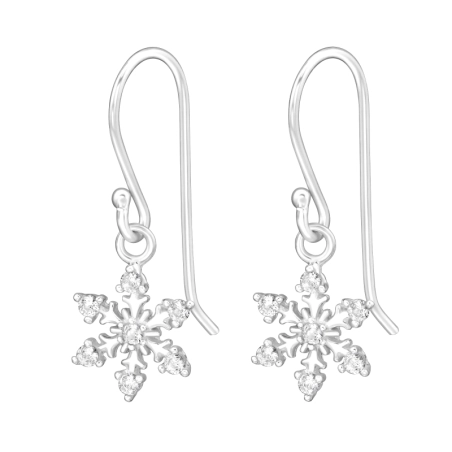 Ezüst Hópehely Cirkon Fülbevaló Észer | All4silver
