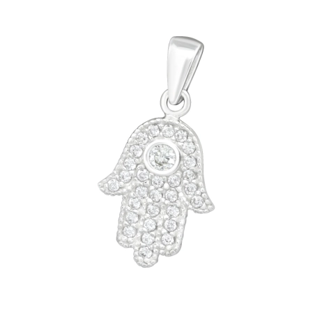 Ezüst Hamsa Kéz Cirkónia medálok Észer | All4silver