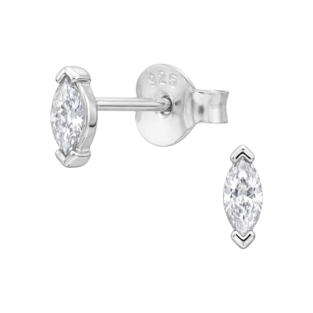 2X5 Mm-Es Marquise V-Tüske Cirkónia stift fülbevaló Észer | All4silver