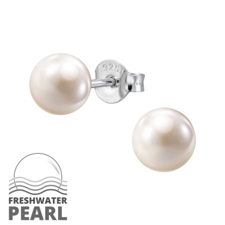 6 mm Édesvíz Stift fülbevaló gyönggyel Észer | All4silver