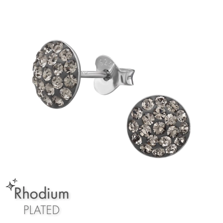 8 mm-Es Ívelt, Ródiummal Bevont Kristály Kristály stift fülbevaló Észer | All4silver